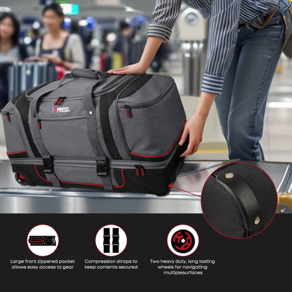 Rolling Duffel Bag with Wheels Handle,Drop Bottom Duffe