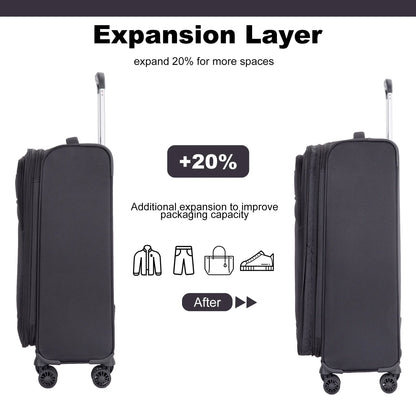 Luggage Set with Expandable, Lightweight Softside