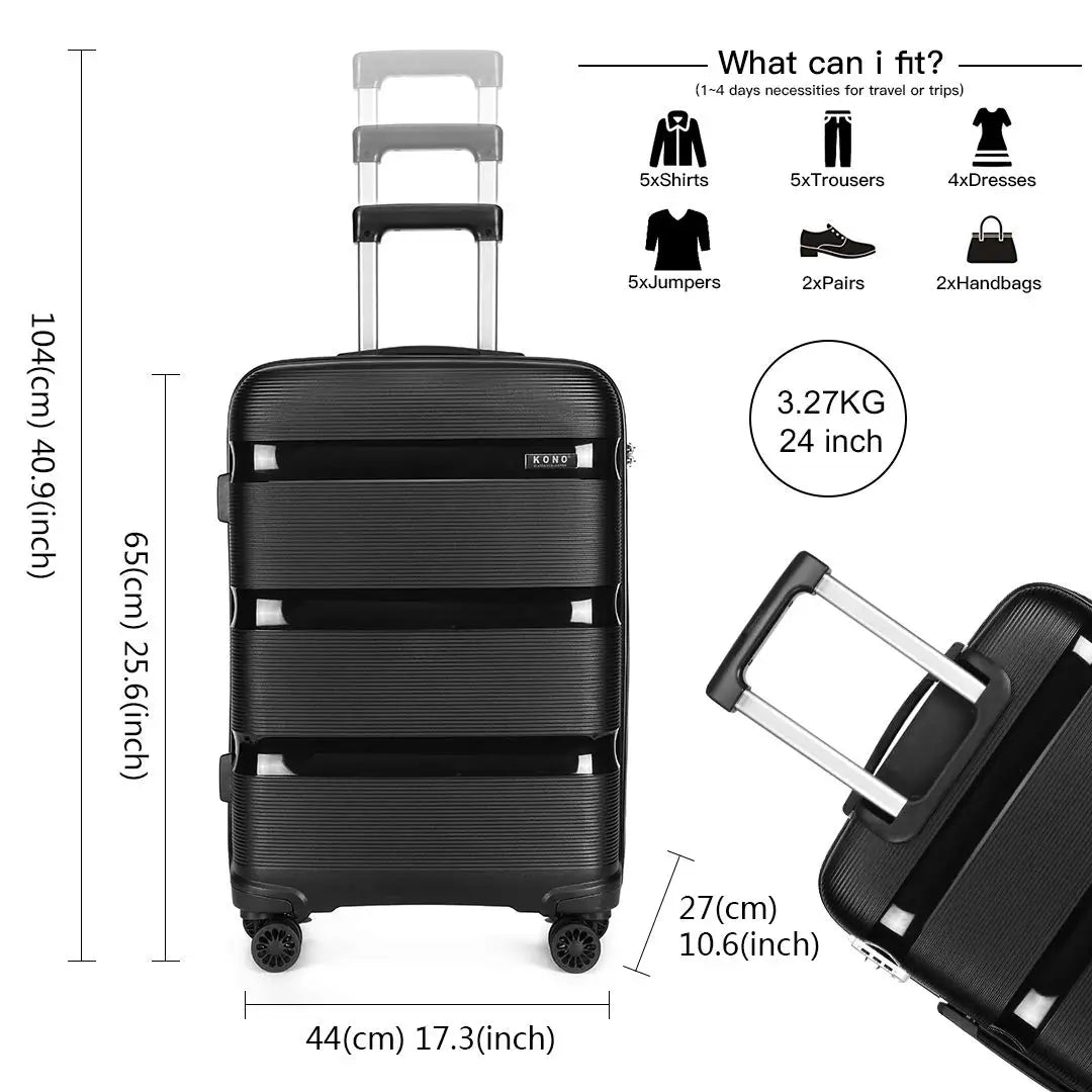 Kono Check-In Suitcase Spacious Hardshell TSA Approved