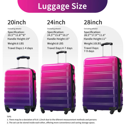 Hardshell Luggage Set Gradient Color Expandable Suitcase
