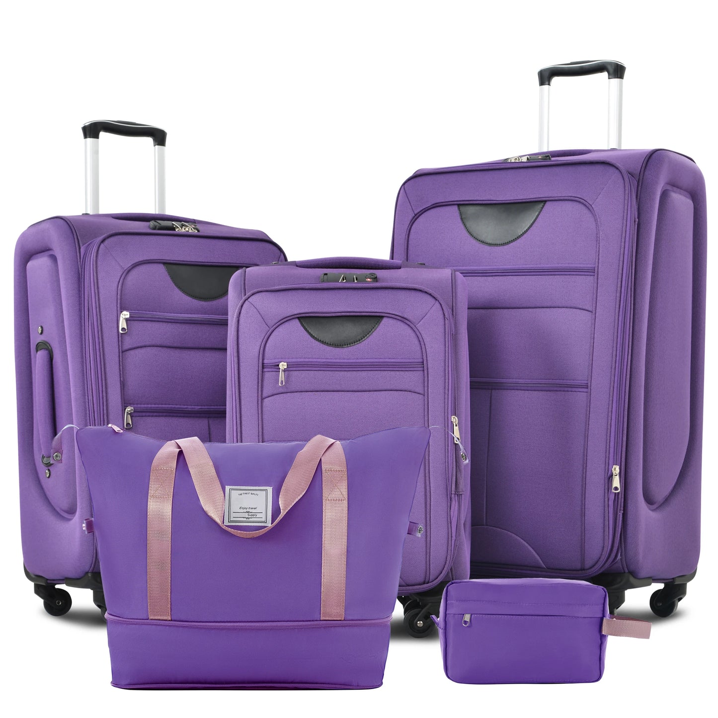 Softside Luggage Expandable Set Suitcase with Duffel Bag