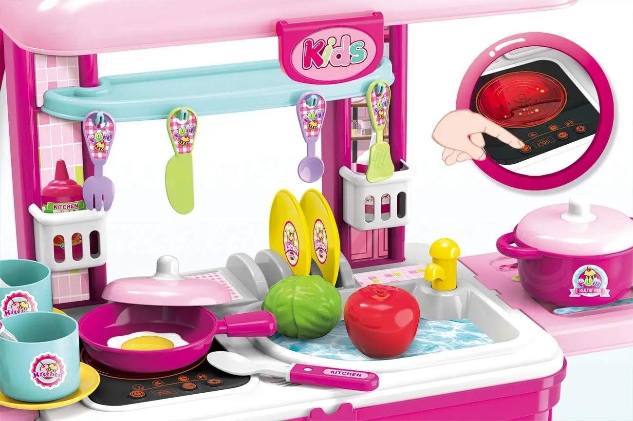 Pretend Play Kitchen Toy for Girls Travel Luggage