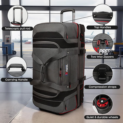 Rolling Duffel Bag with Wheels Handle,Drop Bottom Duffe