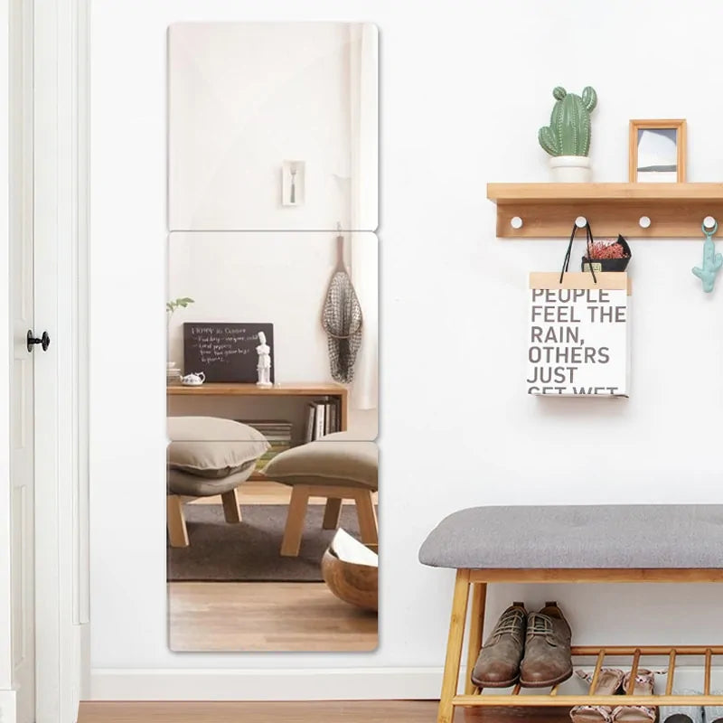 3-Piece Acrylic Mirror Sticker Set: Modern Wall Decor