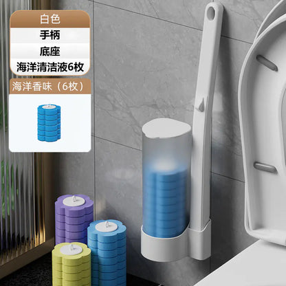 Organized bathroom with mounted toilet brush system
