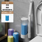 Organized bathroom with mounted toilet brush system