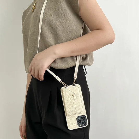 Lanyard Leather Wallet Phone Case