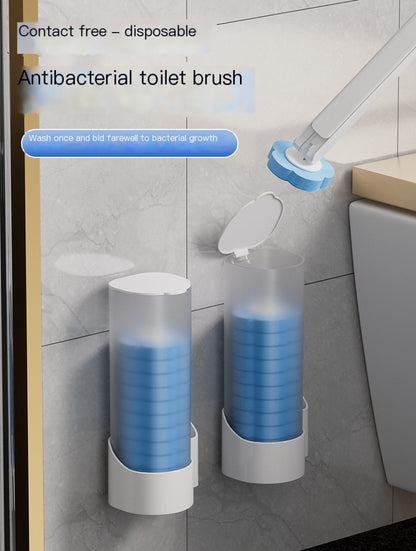 Wall-Mounted Disposable Toilet Brush Set with Refill Heads
