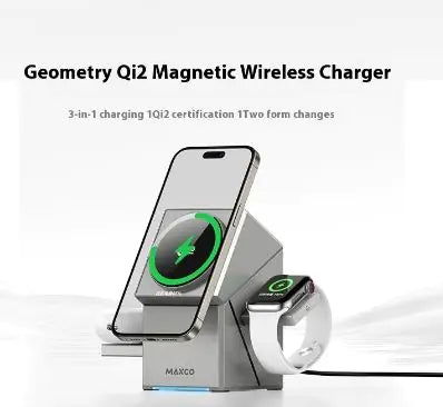 Fast charging 3-in-1 station in sleek silver-gray design
