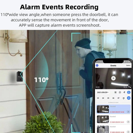 Smart WiFi doorbell camera with chime and night vision