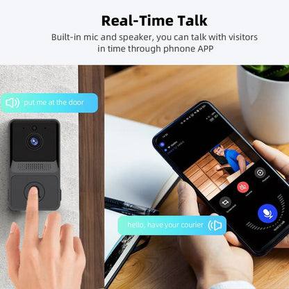 Smart WiFi Video Doorbell Camera with Chime – Wireless, 2-Way Audio, Night Vision