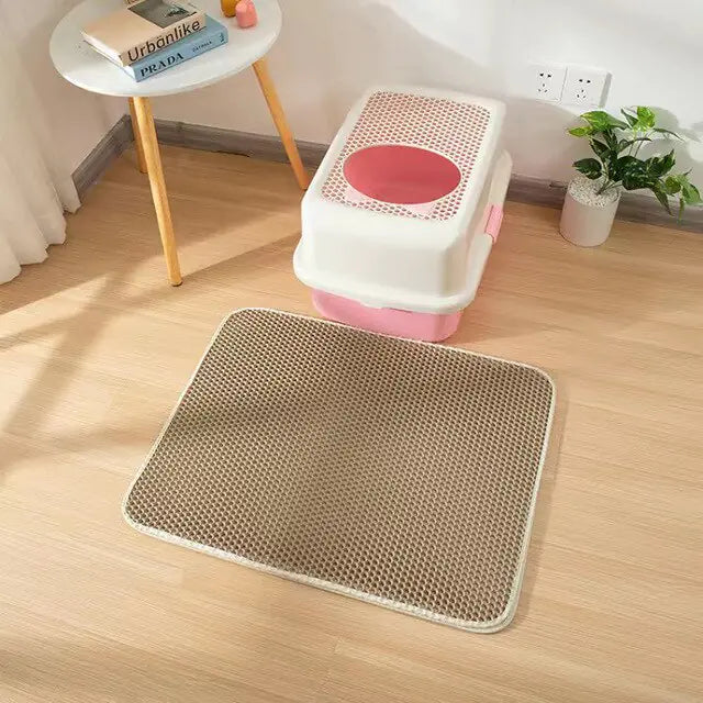 Waterproof pet cat litter mat with textured surface to catch litter